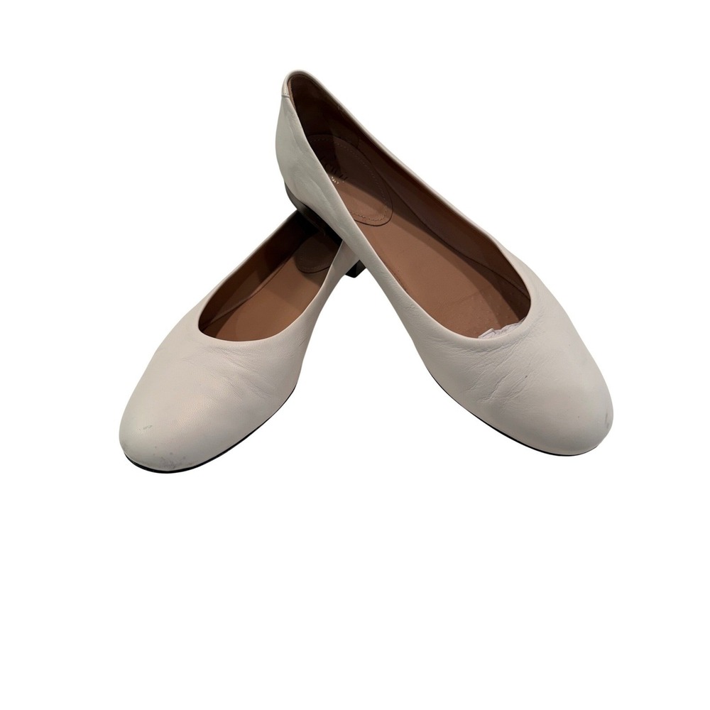 Lewit Ballet Flats Womens 39 Size 8.5 Off White Leather Round Toe Made in Italy
